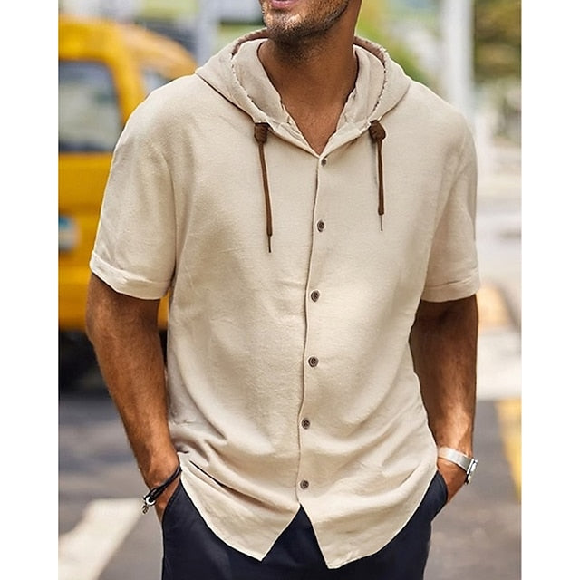 Up Linen Casual Men's Plain Shirt Button