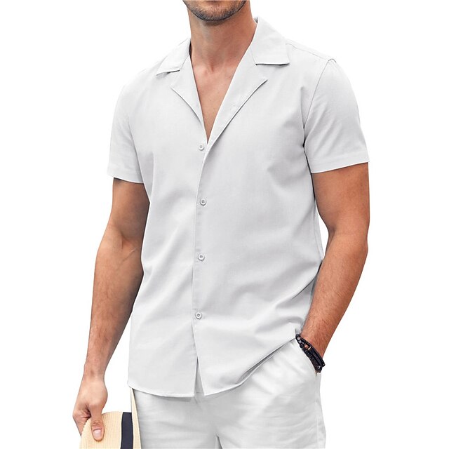 Summer Men's Popover Shirt Beach Plain