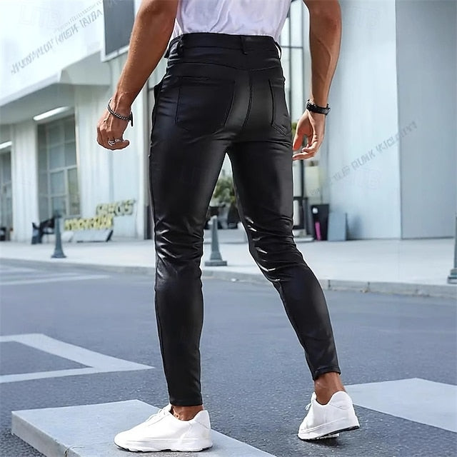 Pants Leather Summer Trousers Pocket Men's Shorts Faux