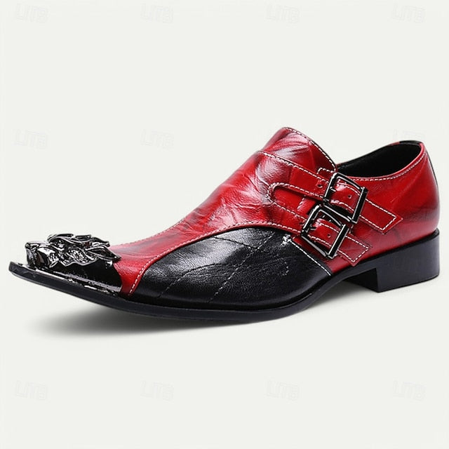 with Men's Cowhide Premium Loafers Double Leather Buckle