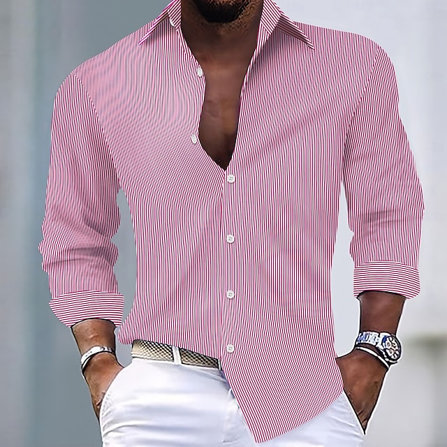 Casual Striped Shirt Summer Men's Button