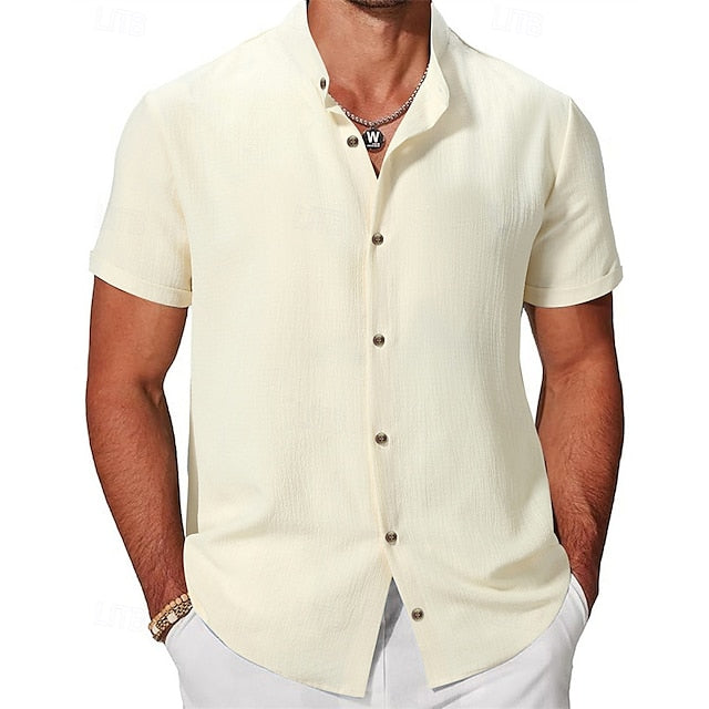 Shirt Button Summer Up Casual Men's Beach