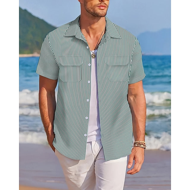 Up Summer Button Men's Shirt Beach Casual