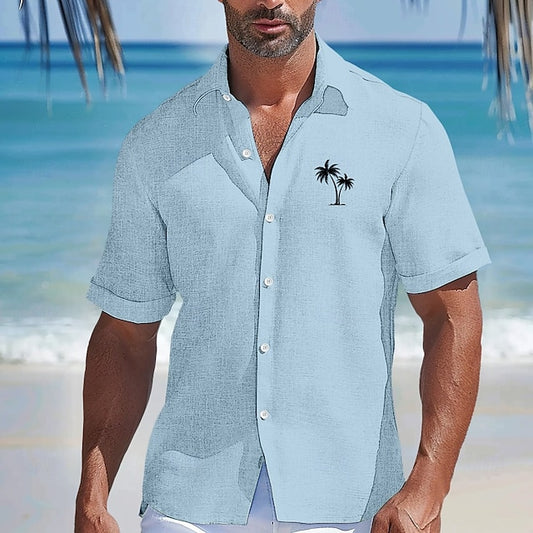 Palm Linen Coconut Shirt Casual Summer Men's Hawaiian