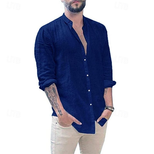 Linen Shirt Men's Beach Cotton Summer