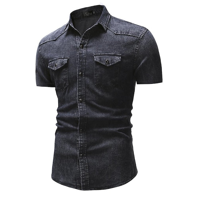 Button Shirt Chambray Summer Men's Jeans