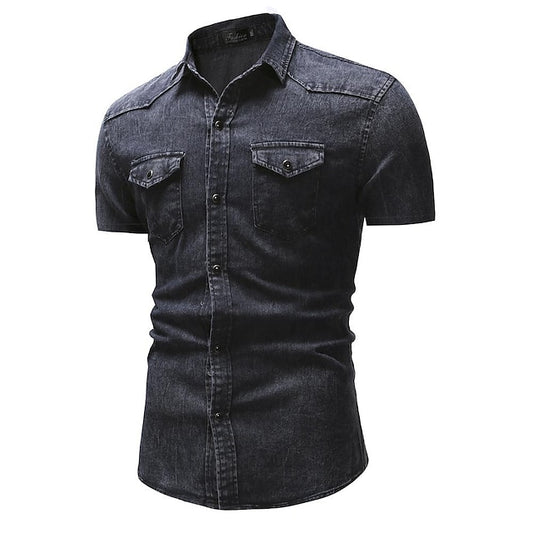 Button Shirt Chambray Summer Men's Jeans