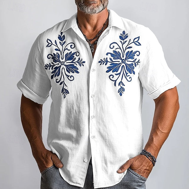 Men's Linen Summer Button Beach Up Shirt Wear