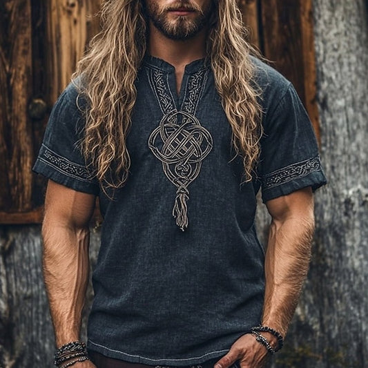 Tee Shirt Men's T Sleeve Henley Short