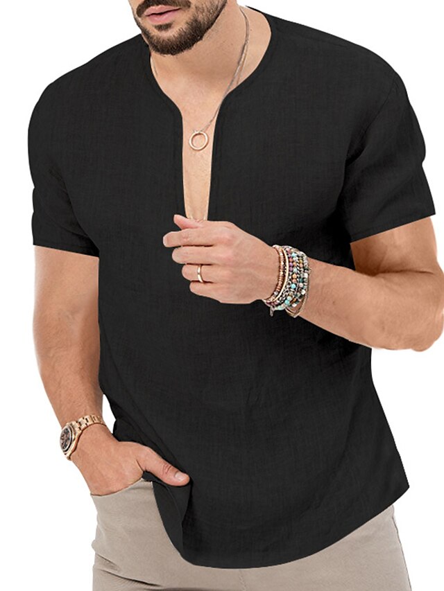 Men's Hawaiian Shirt Summer Plain Casual Beach
