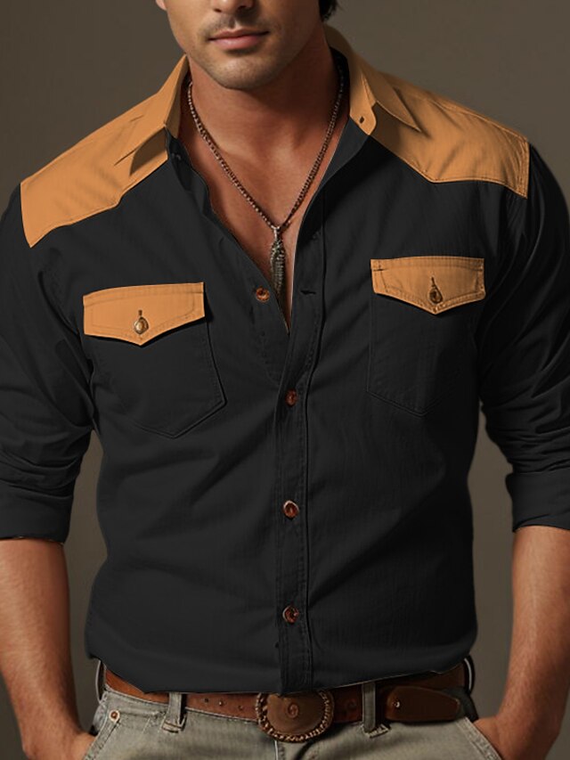 Western Shirt Up Casual Men's Button
