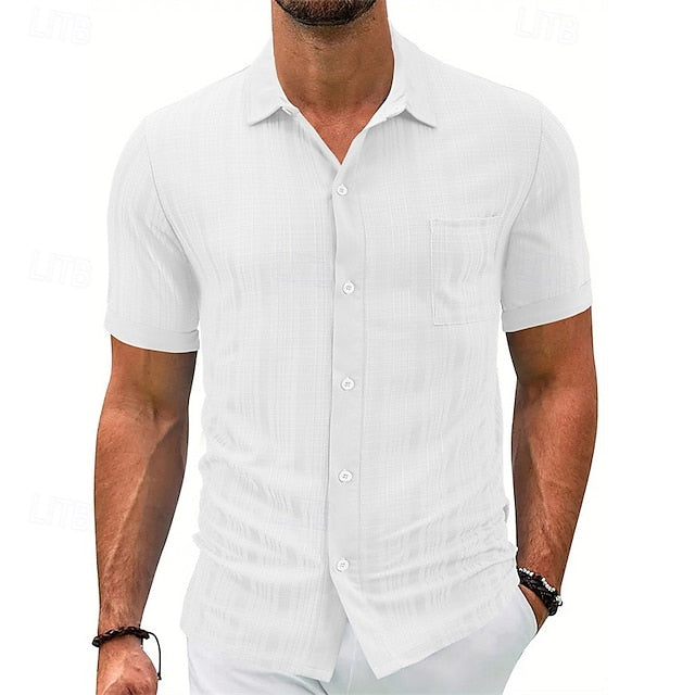 Shirt Button Up Men's Summer Casual Beach