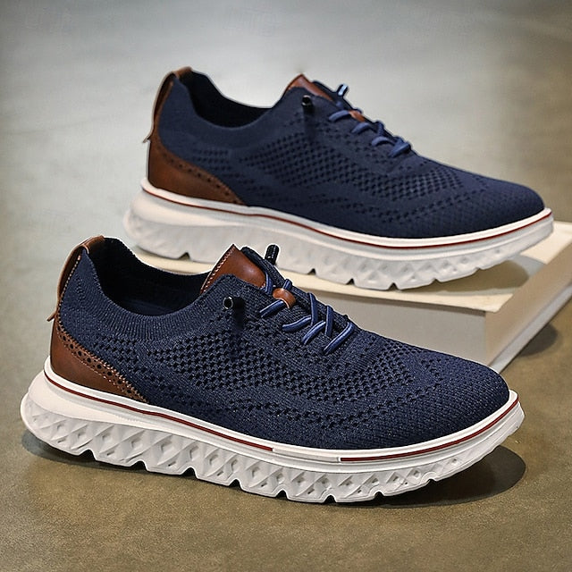 Breathable Men's Sneakers – Lightweight Knit Lace-Up