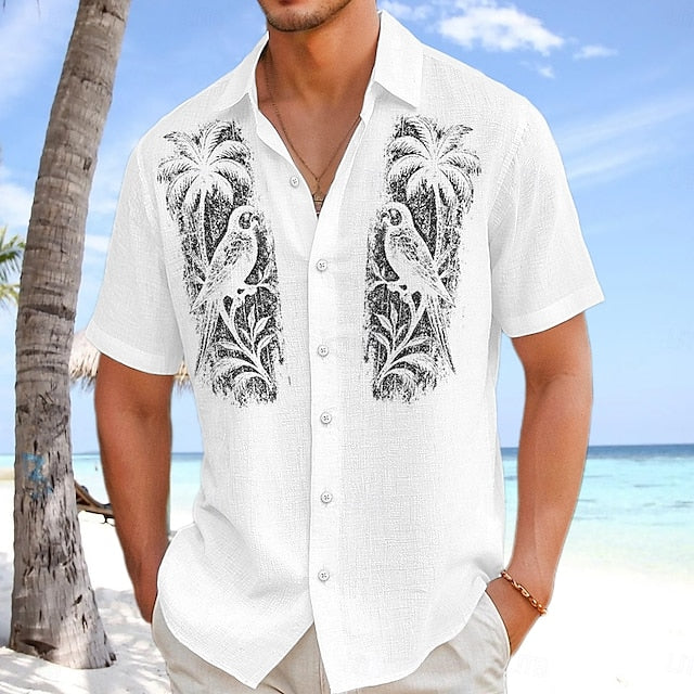 Shirt Button Summer Men's Up Beach Wear Linen