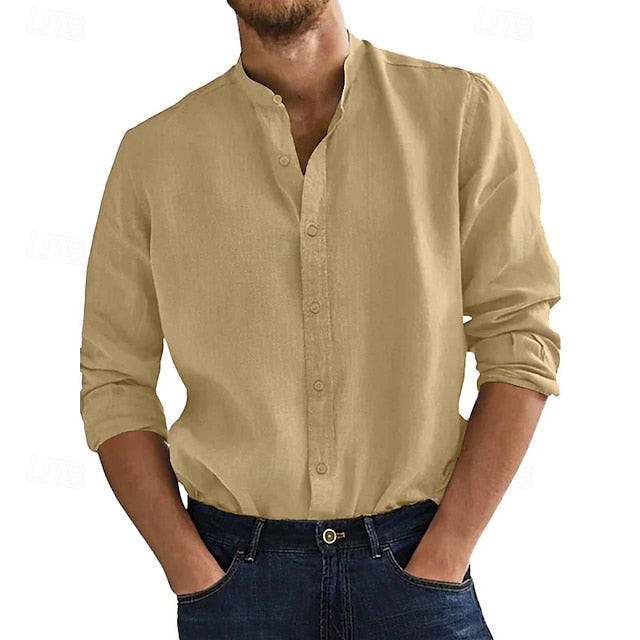 Shirt Men's Collar Beach Summer Wear Band