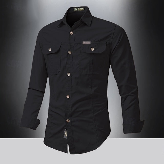 Men's Casual Cargo Summer Button Up Shirt