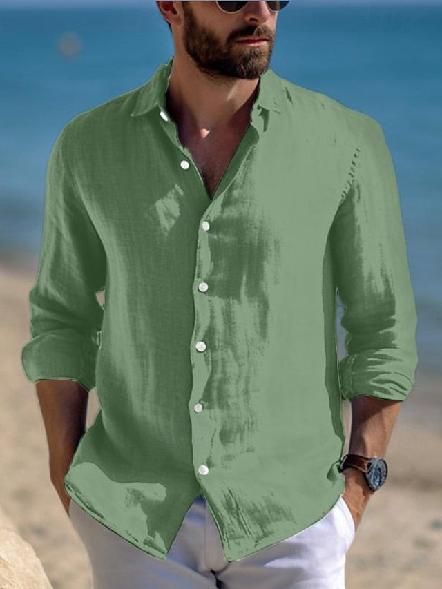 Shirt Wear Beach Linen Summer Casual Men's
