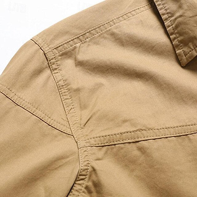 Button Men's Casual Workwear Work Shirts Shirt