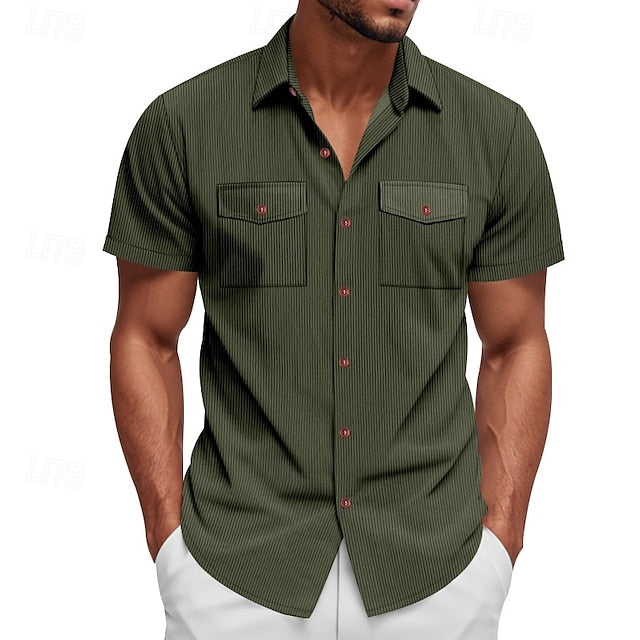 Men's Button Beach Casual Summer Up Shirt