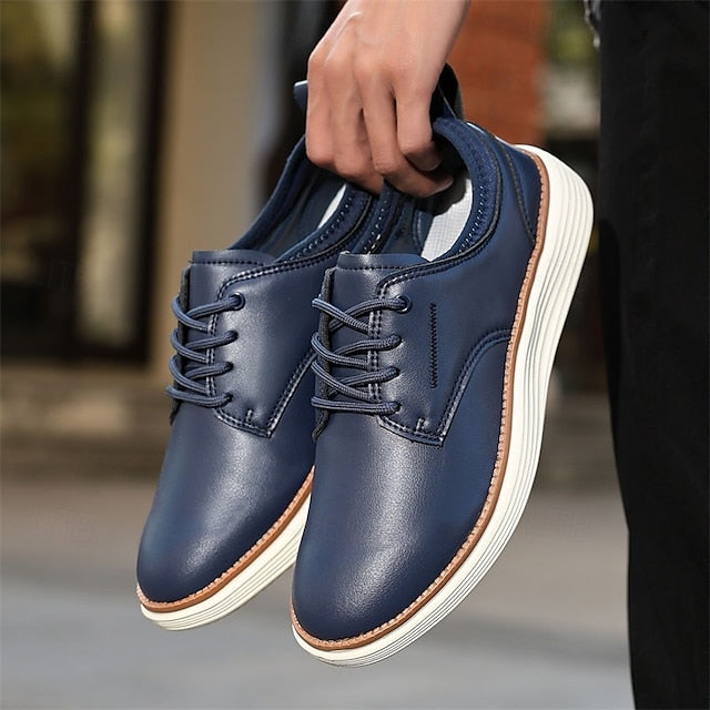 Blue Oxford Lace-Up Leather Shoes Men's – Navy Classic