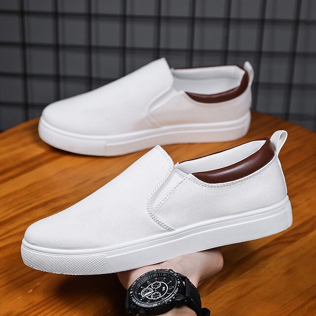 Men's Size Plus Walking White Sneakers Skate Shoes