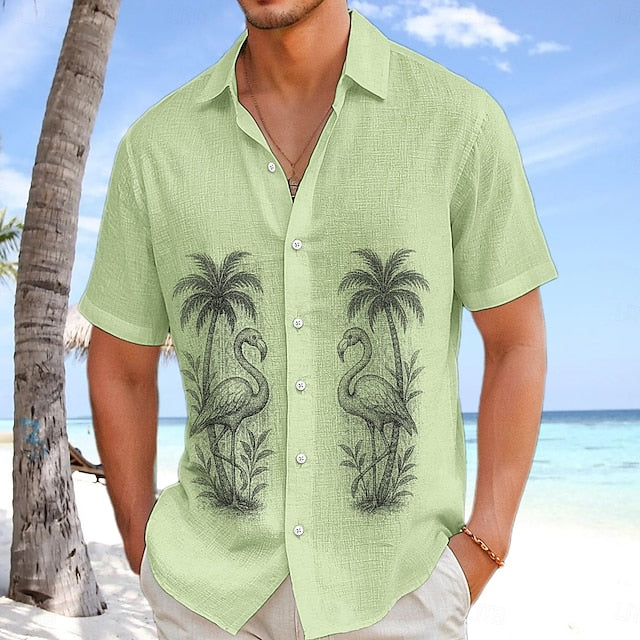 Linen Summer Wear Men's Shirt Button Beach Up