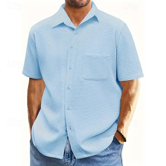 Knit Waffle Summer Men's Shirt Casual