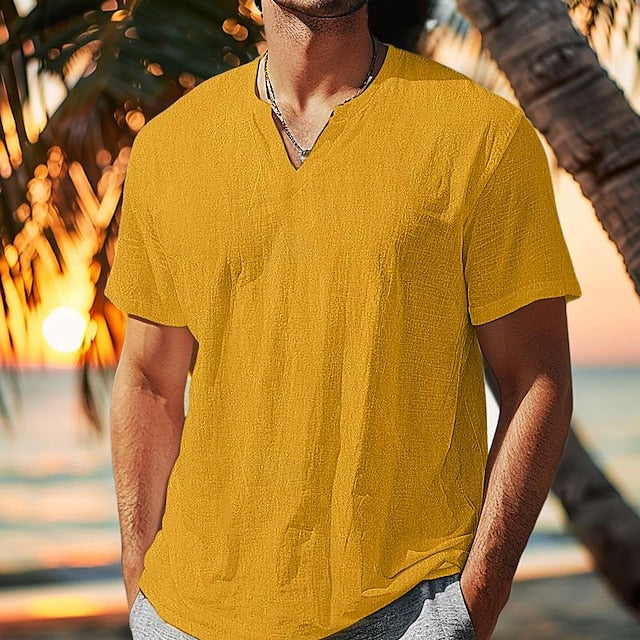 Color Beach Wear Street Solid Summer Men's Shirt