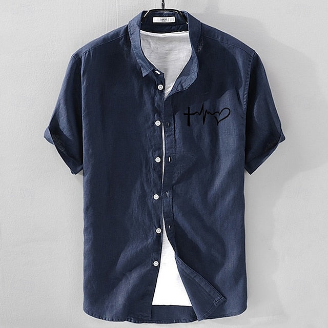 Up Casual Linen Cotton Button Men's Shirt