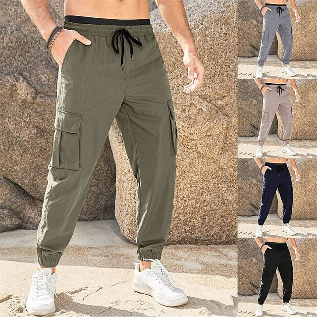 Casual Drawstring Cargo Trousers Men's Joggers Pants