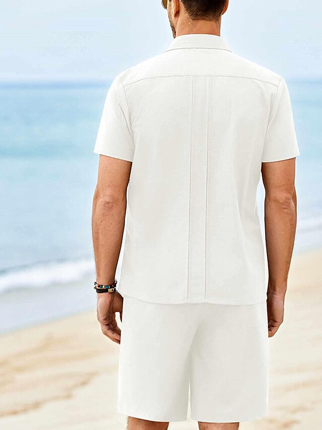 Set Summer Piece Shirt 2 Casual Guayabera Men's