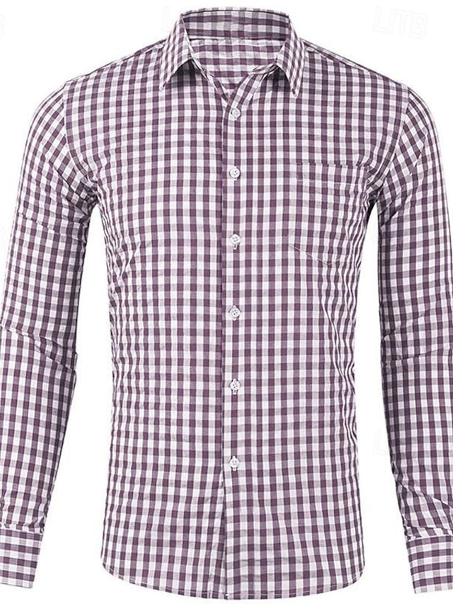 Men's Shirt Shirts Casual Button Checked Up