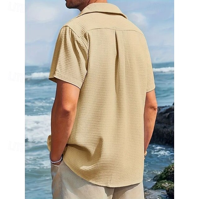 Knit Waffle Summer Men's Shirt Casual