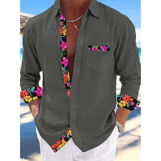 Beach Wear Shirt Men's Summer Linen Up Button