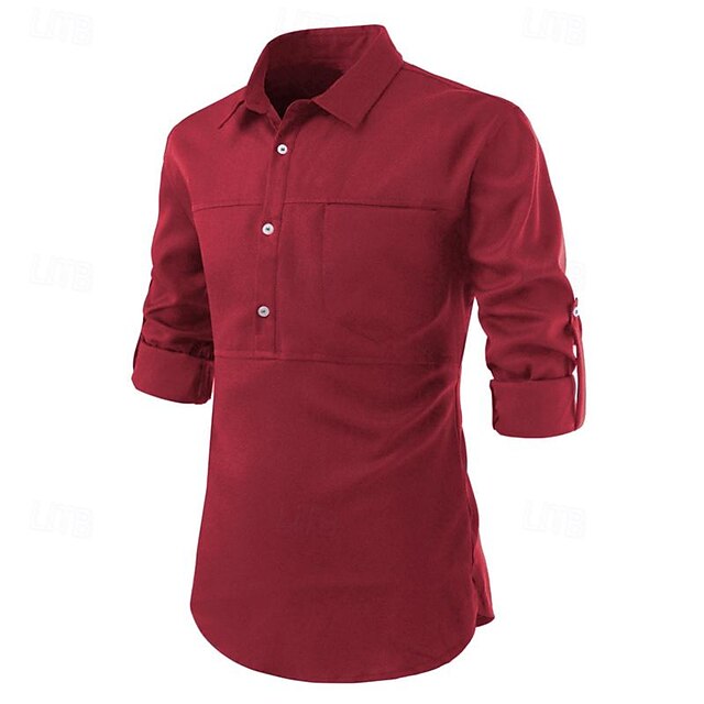 Button Men's Casual Shirt Beach Summer Up