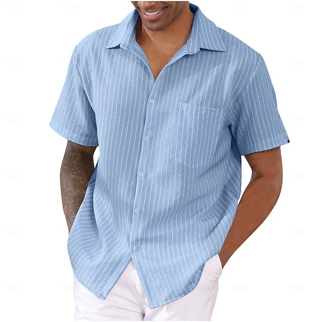 Summer Button Up Striped Men's Shirt