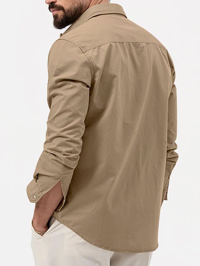 Men's Casual Black Up Shirt White Button Green