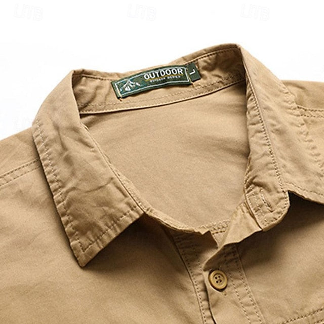Button Men's Casual Workwear Work Shirts Shirt