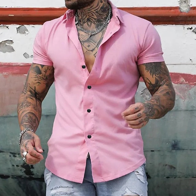 Black Shirt Summer Button Casual Men's Up