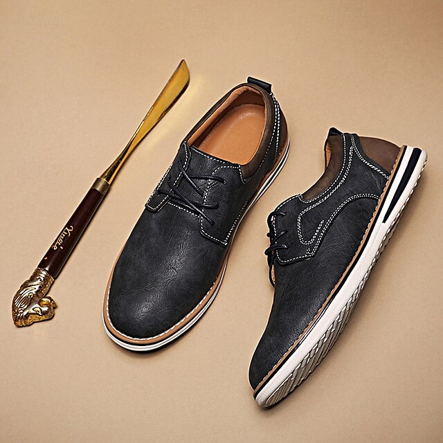Casual Leather Shoes Derby Brown Faux – Lightweight Men’s