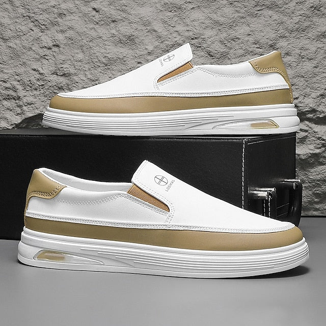 Accent Gold and Slip-on with White Men's Sneakers