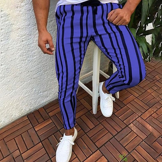 Trousers Dress Drawstring Pants Men's Pocket Elastic Chinos