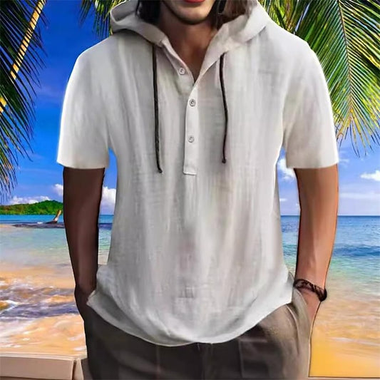 Plain Casual Popover Cotton Men's Shirt