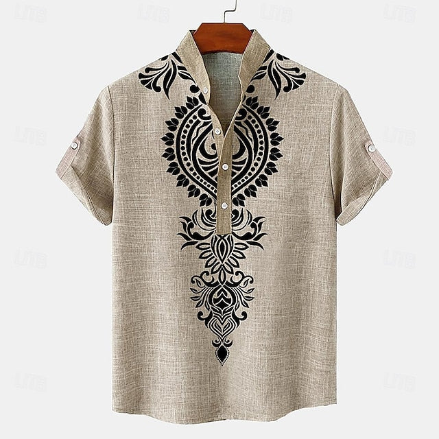 Up Button Linen Men's Cotton Casual Shirt