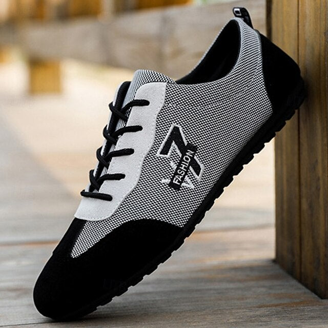 – Lace-Up Navy Nylon Breathable and Sneakers Men's Beige