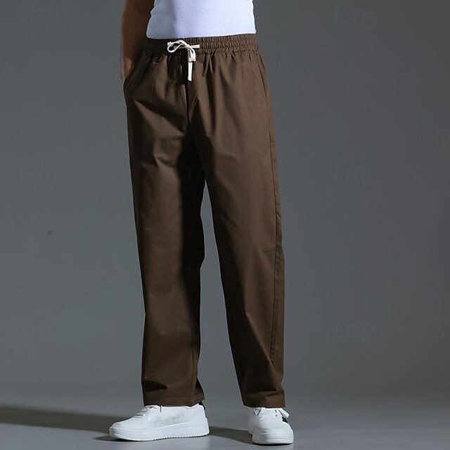 Drawstring Pocket Trousers Pants Casual Men's Waist Elastic