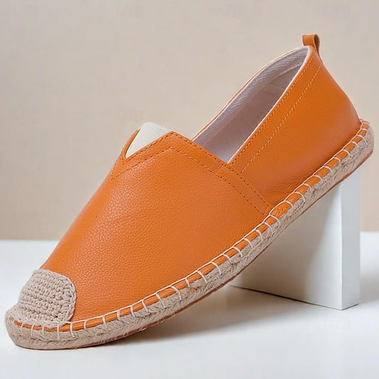 Slip-On Chic Style with Espadrilles: Leather Women's Orange