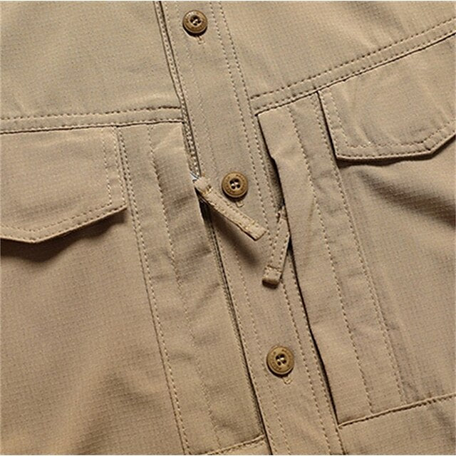 Button Men's Cargo Summer Up Shirt Casual
