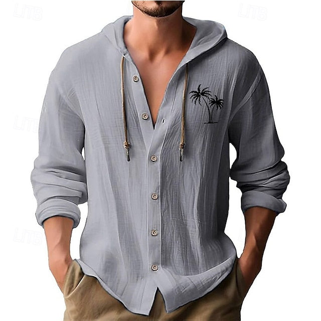 Aloha Men's Shirt Casual Minimalist White Cotton