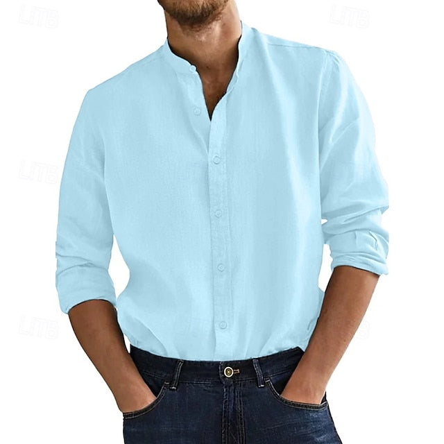Shirt Men's Collar Beach Summer Wear Band